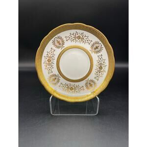 Coalport Lady Anne Saucers with Gold Encrusted Bands & Scrolls Bone China